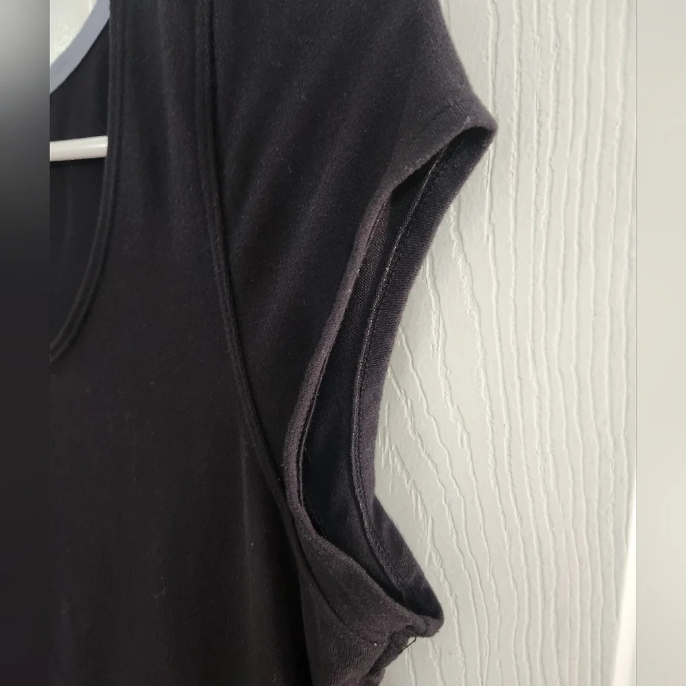 Athleta Crescendo Asymmetrical stretchdress black ruffle goth witchy size MP - Picture 7 of 11